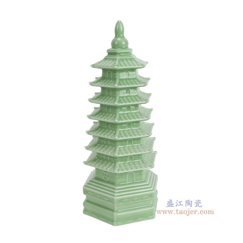 RXCC01-A豆青雕塑宝塔侧面图
