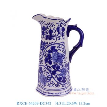 RXCE-64209-DC342 青花花叶纹提手壶 高31直径20.6底径15.2重量1.8KG