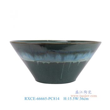 RXCE-66665-PC814  窑变绿釉大碗 高15.5直径36底径15.8重量2.9KG