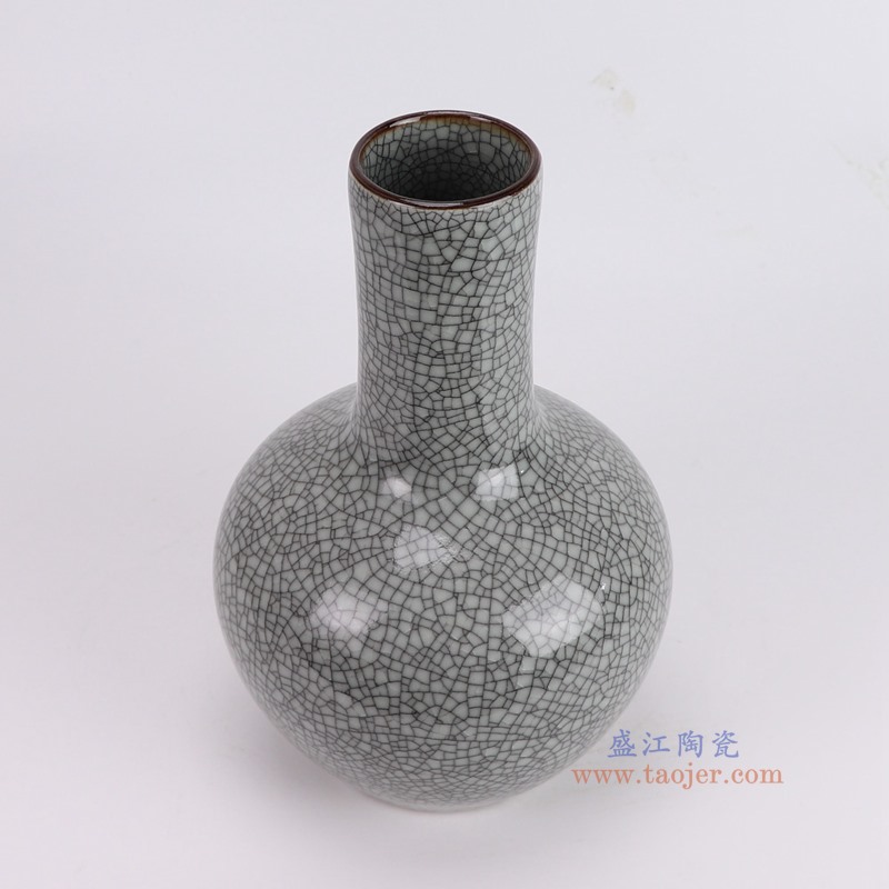 RYKZ18-B墨彩开片裂纹釉天球瓶俯视图