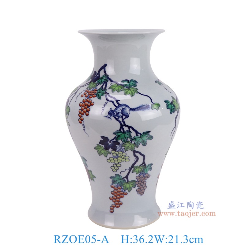 RZOE05-A彩绘硕果累累鱼尾瓶正面图