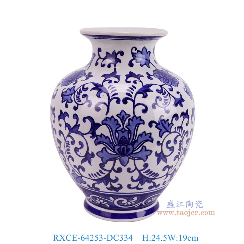 RXCE-64253-DC334青花缠枝莲大肚冬瓜瓶正面图