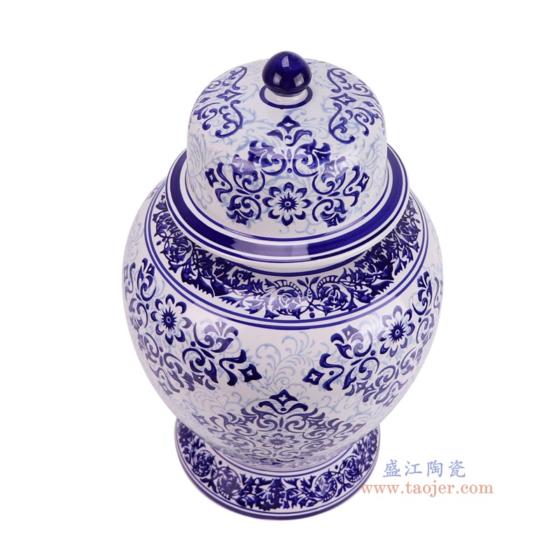 RXCE-65042青花花叶纹将军罐俯视图