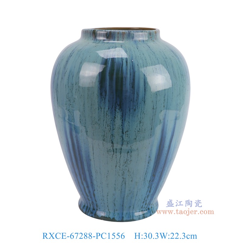 RXCE-67288-PC1556窑变颜色釉蓝色冬瓜瓶正面图