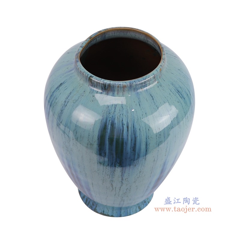RXCE-67288-PC1556窑变颜色釉蓝色冬瓜瓶俯视图