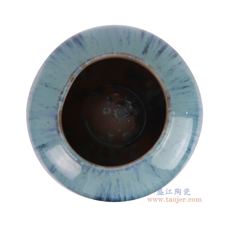 RXCE-67288-PC1556窑变颜色釉蓝色冬瓜瓶顶部图