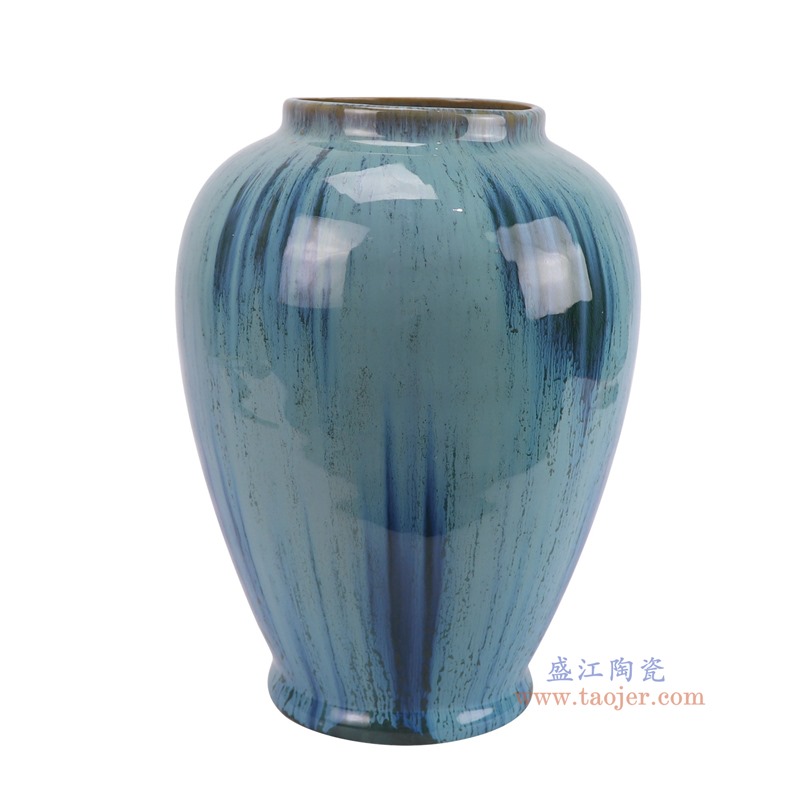 RXCE-67288-PC1556窑变颜色釉蓝色冬瓜瓶侧面图