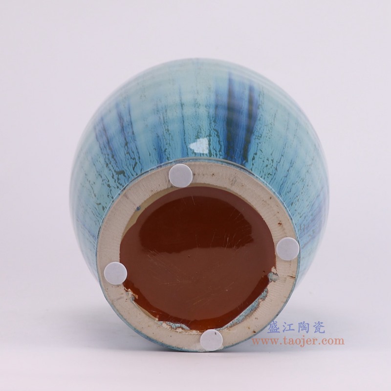 RXCE-67288-PC1556窑变颜色釉蓝色冬瓜瓶底部图