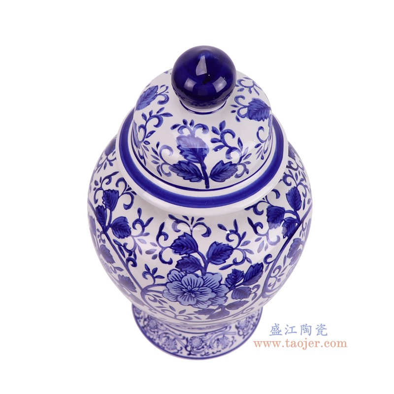 RXCE-67633-DC342青花花叶纹将军罐俯视图