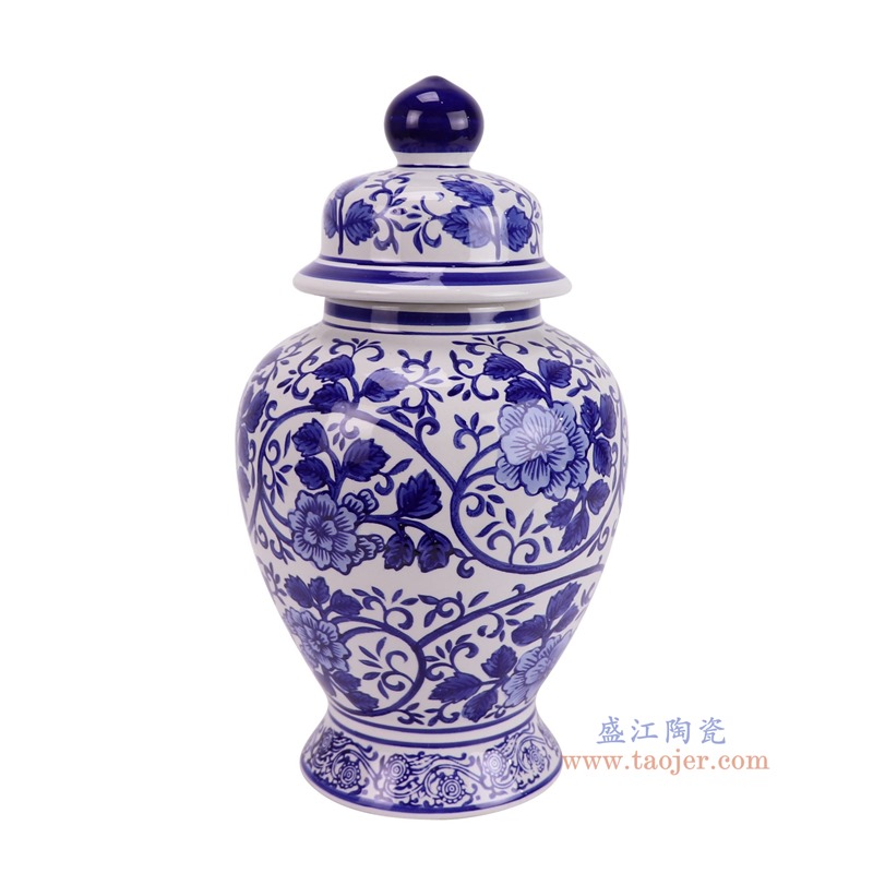 RXCE-67633-DC342青花花叶纹将军罐侧面图