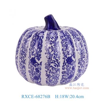 RXCE-68276B 青花花叶纹南瓜 高18直径20.4底径7重量1.55KG