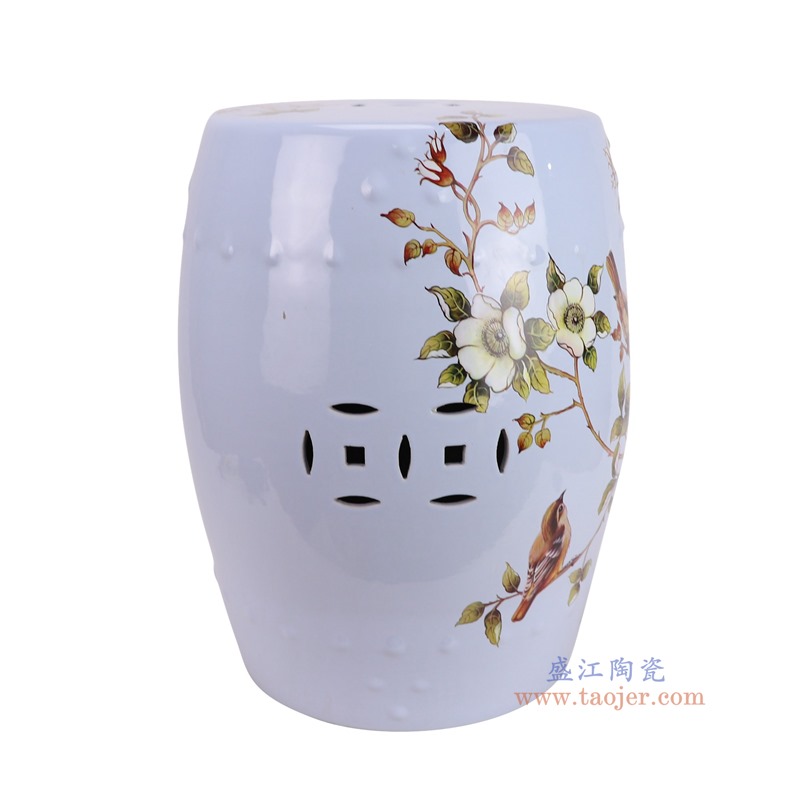 RZKL03-R蓝底花鸟凳子凉墩侧面图
