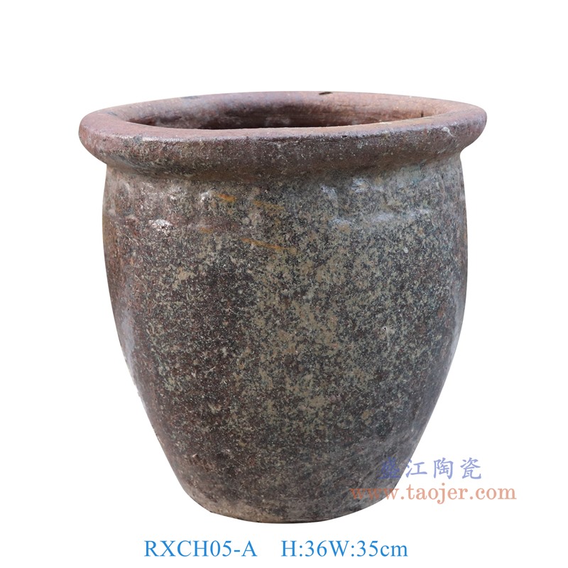 RXCH05-A仿古红色雕刻圆点纹陶缸