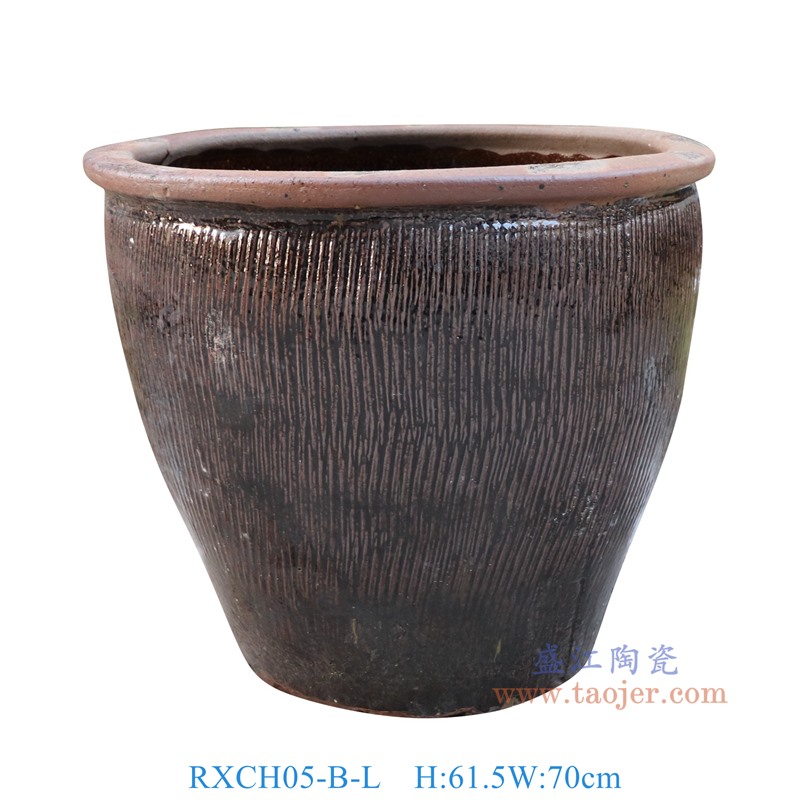 RXCH05-B-L仿古红色雕刻竖纹陶缸