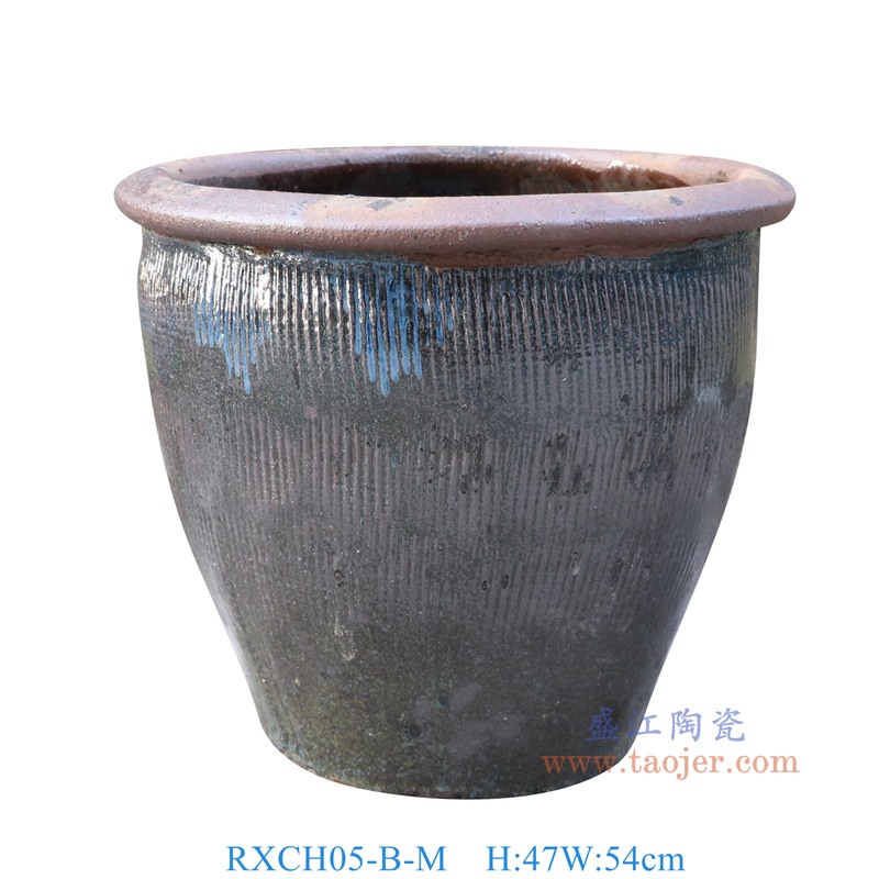 RXCH05-B-M仿古红色雕刻竖纹陶缸