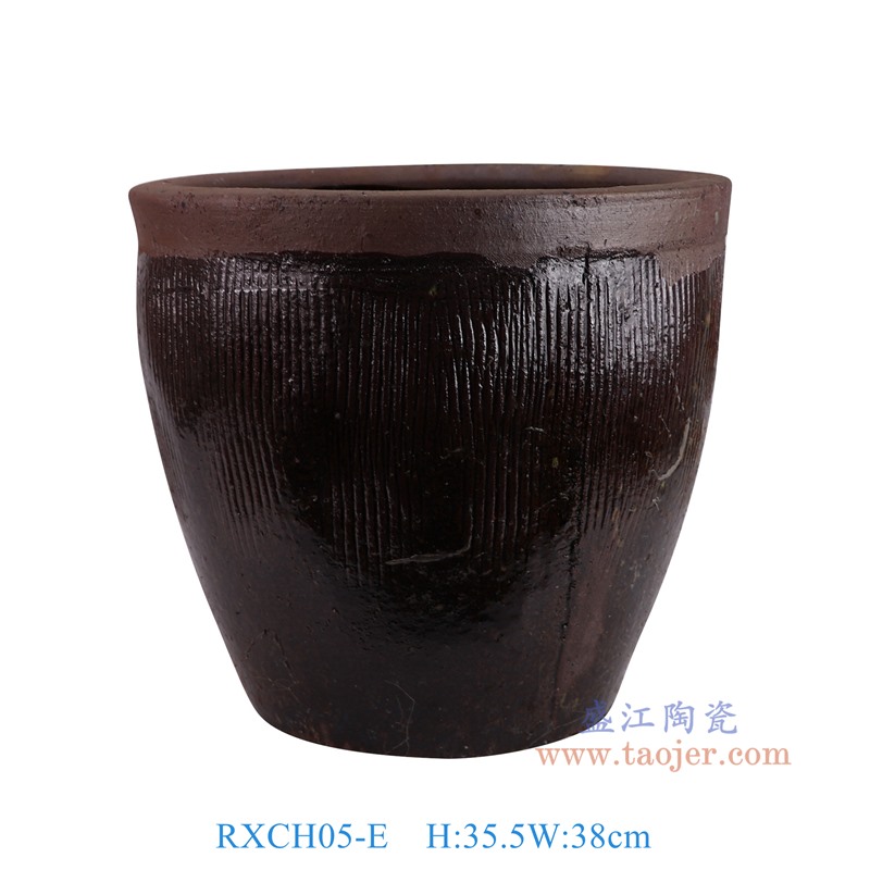 RXCH05-E仿古红色雕刻竖纹陶缸