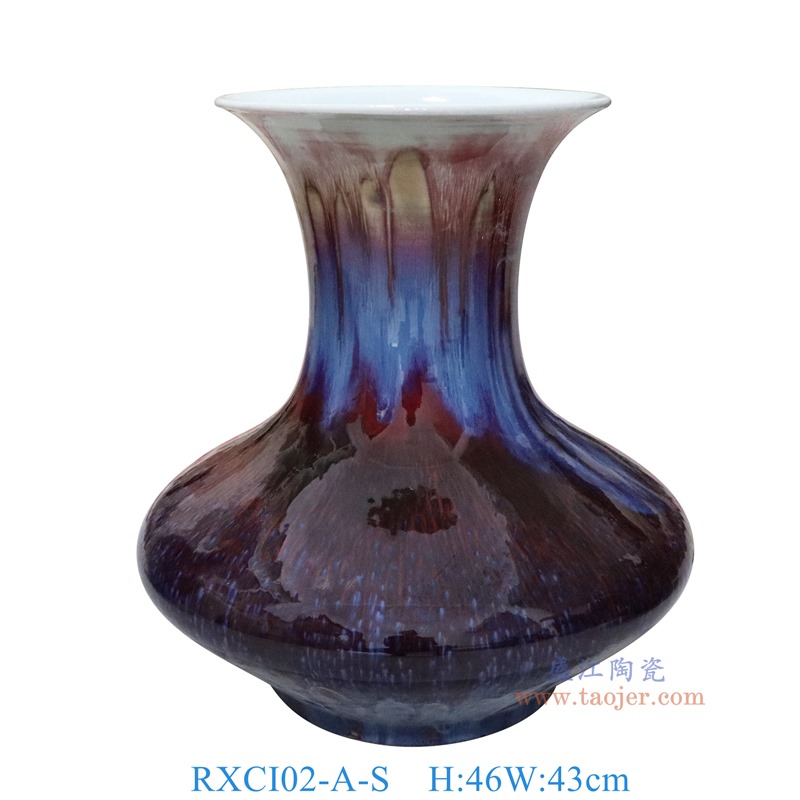 RXCI02-A-S 窑变蓝彩郎红扁肚瓶小号 高46直径43底径22.5