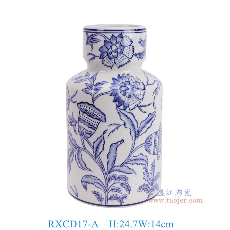 RXCD17-A-WW22165青花花叶纹花瓶罐子正面图