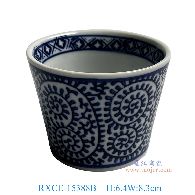 RXCE-15388B 青花缠枝杯子 高6.35直径8.3
