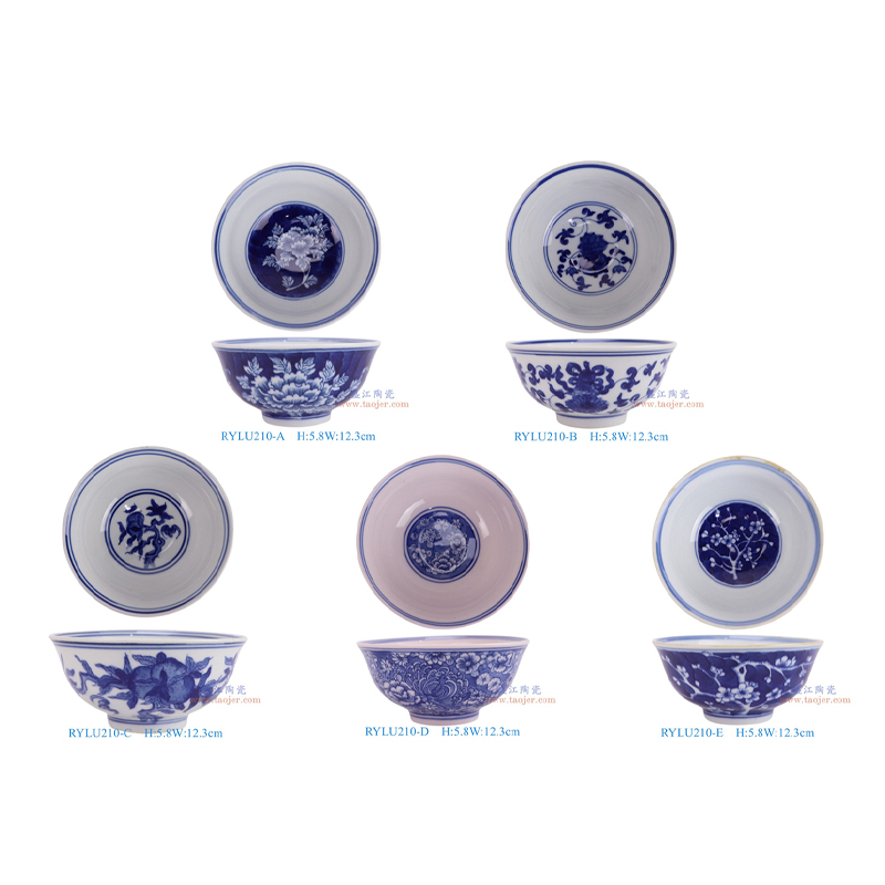 RYLU210-A-B-C-D-E-ZUHE 青花4.8寸小碗 高5.8直径12.3底径5重量0.15KG