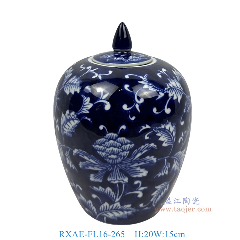 RXAE-FL16-265青花花叶纹冬瓜瓶高20直径15