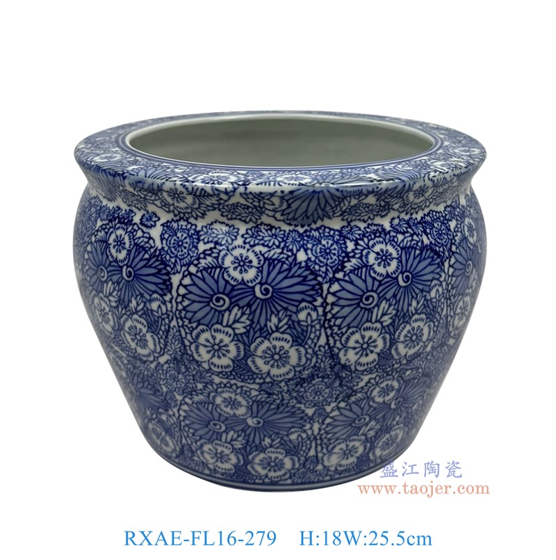 RXAE-FL16-279青花花卉纹缸高18直径25.5