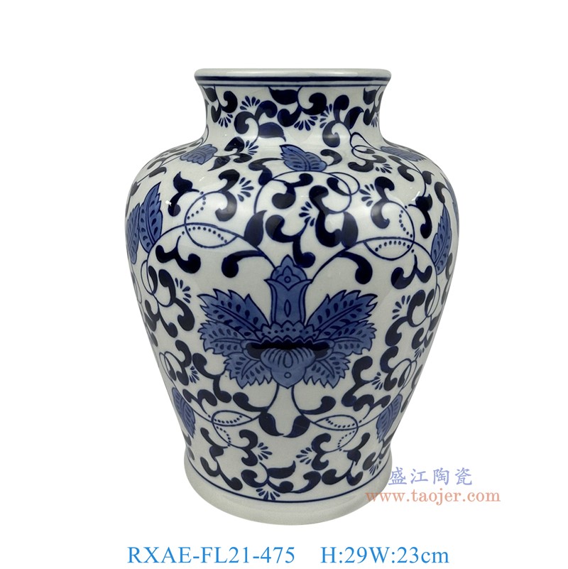 RXAE-FL21-475青花缠枝莲花瓶高29直径23