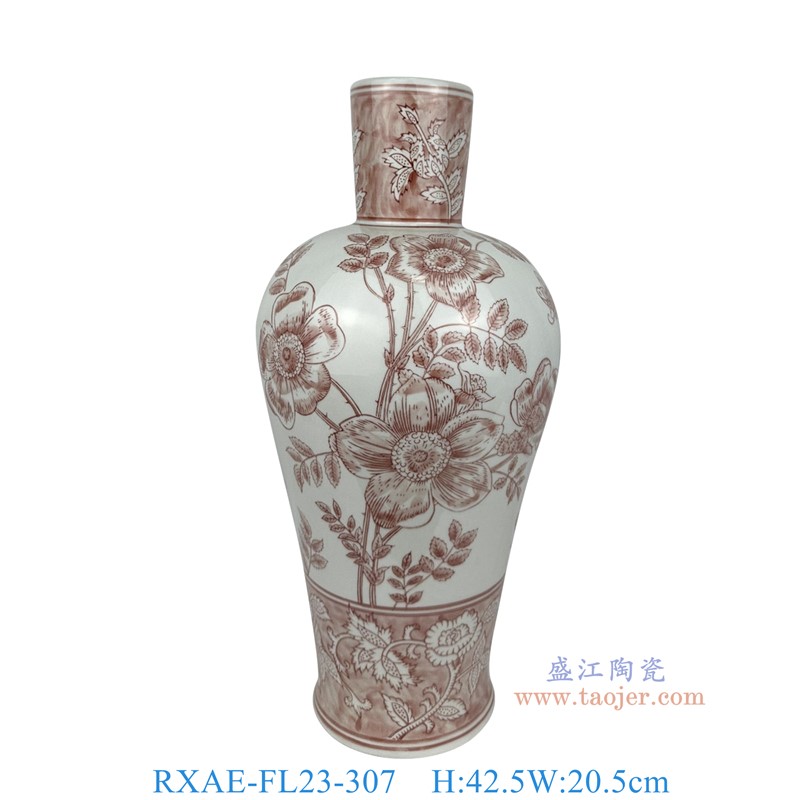 RXAE-FL23-307手工花叶纹花瓶高42.5直径20.5