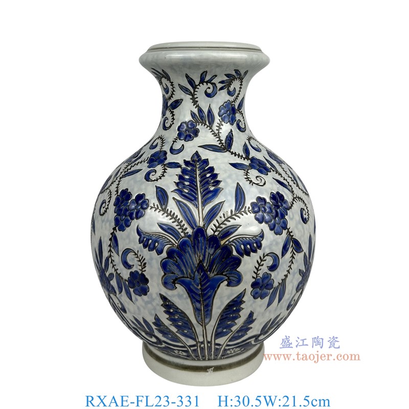 RXAE-FL23-331手工花叶纹花瓶高30.5直径21.5