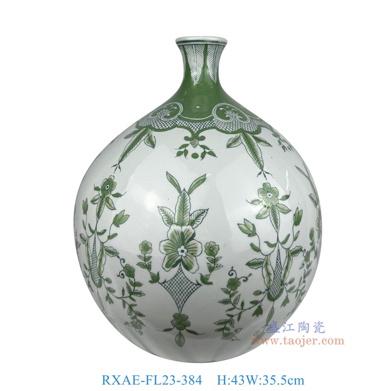 RXAE-FL23-384手工花叶纹花瓶高43直径35.5