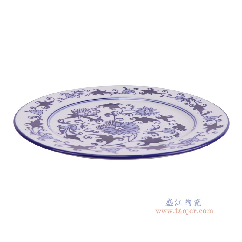RXCM07-A青花花叶纹11英寸圆盘正面图