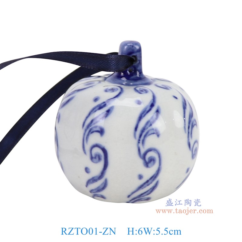RZTO01-ZN 青花花卉南瓜圣诞吊坠 高6直径5.5底径3.8