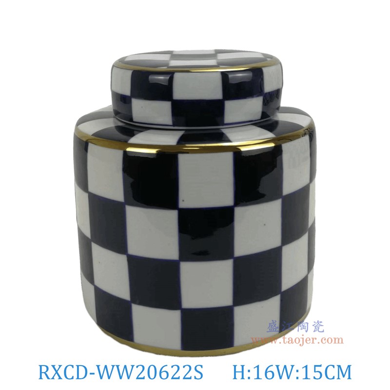 RXCD-WW20622S几何图案手工平顶圆罐小号高16直接15