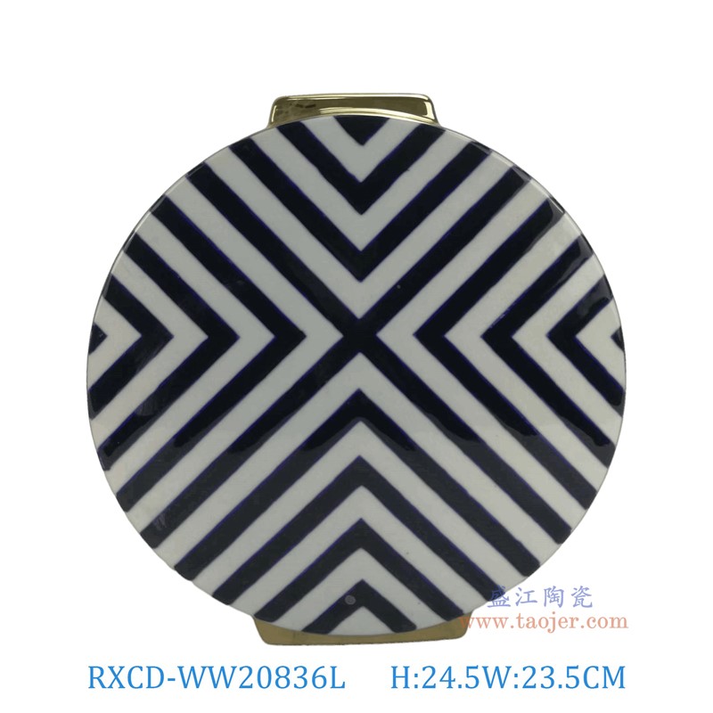 RXCD-WW20836L几何图案手工花瓶大号高24.5长23.8宽8