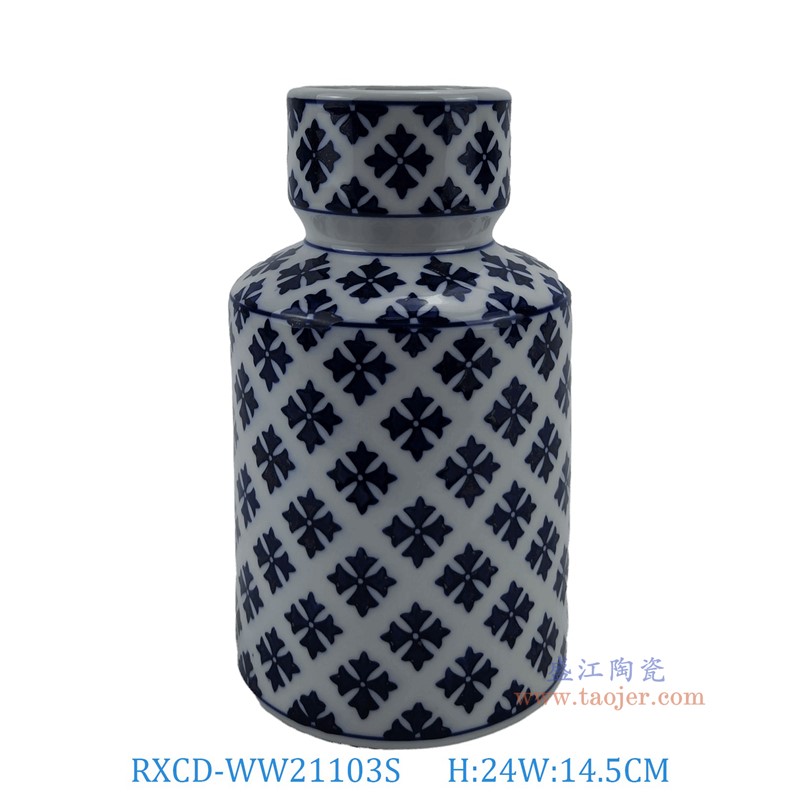 RXCD-WW21103S手工花卉纹储物罐小号高24直径14.5