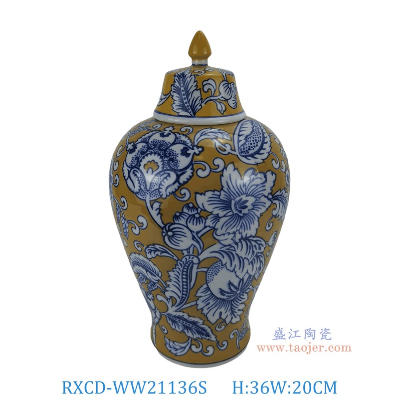 RXCD-WW21136S珐琅彩花瓣纹储物罐小号高36直径20
