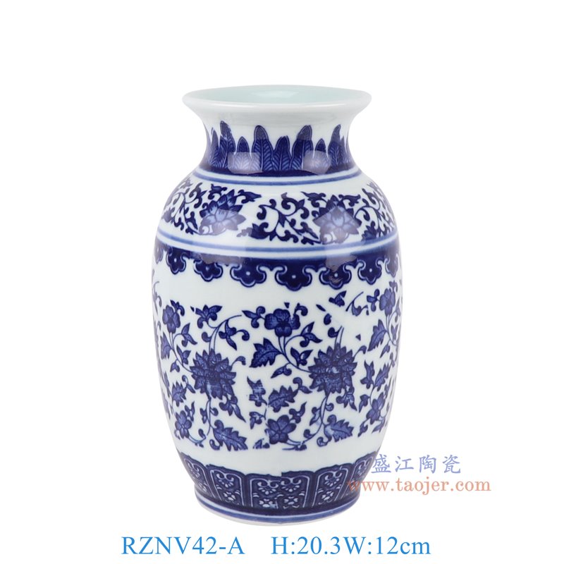 RZNV42-A青花缠枝莲冬瓜瓶正面图