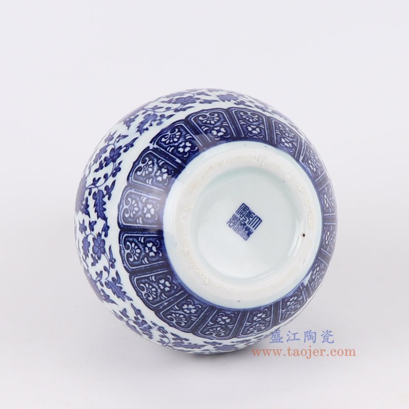RZNV41-A青花缠枝莲天球瓶侧面图