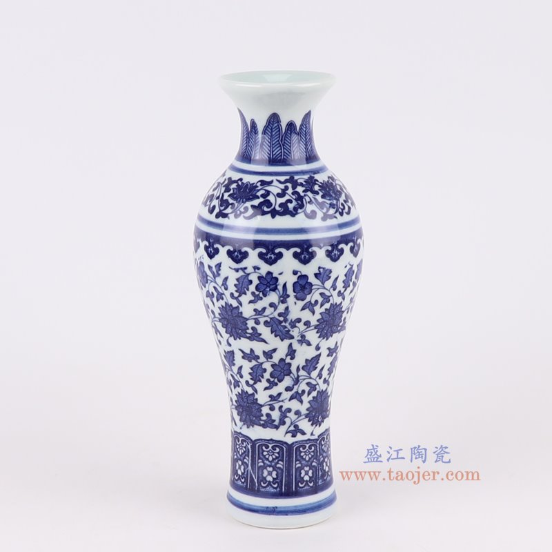 RZNV38-A青花缠枝莲鱼纹瓶侧面图