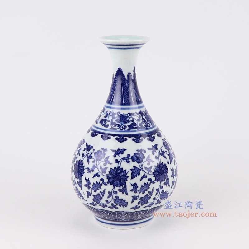 RZNV35-A青花缠枝莲玉壶春瓶侧面图
