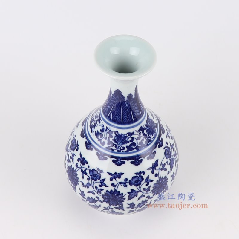 RZNV35-A青花缠枝莲玉壶春瓶俯视图