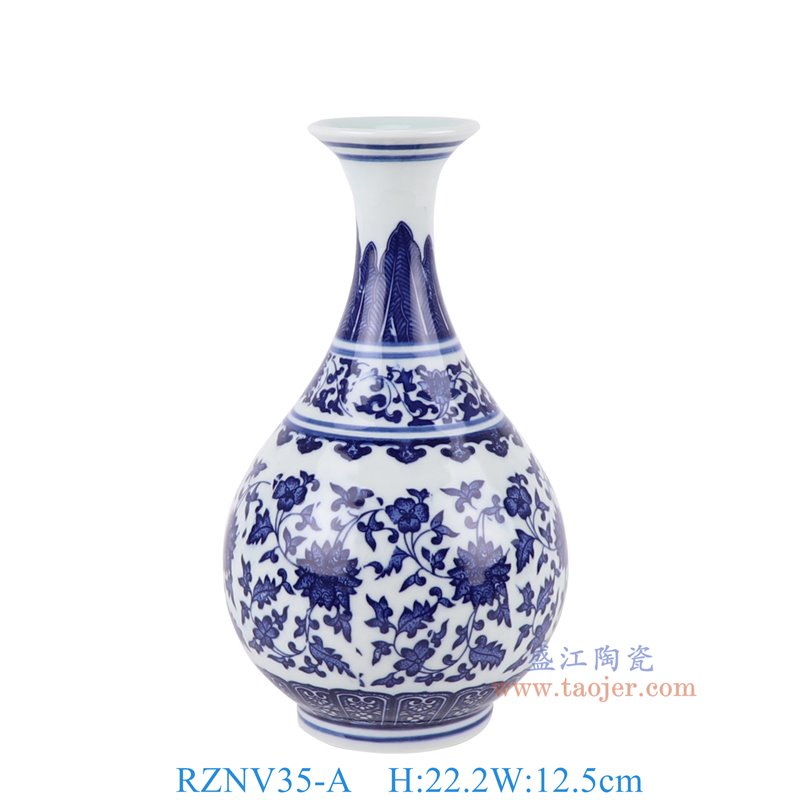 RZNV35-A青花缠枝莲玉壶春瓶正面图