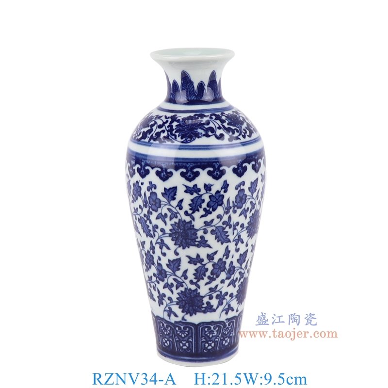 RZNV34-A青花缠枝莲小花瓶侧面图