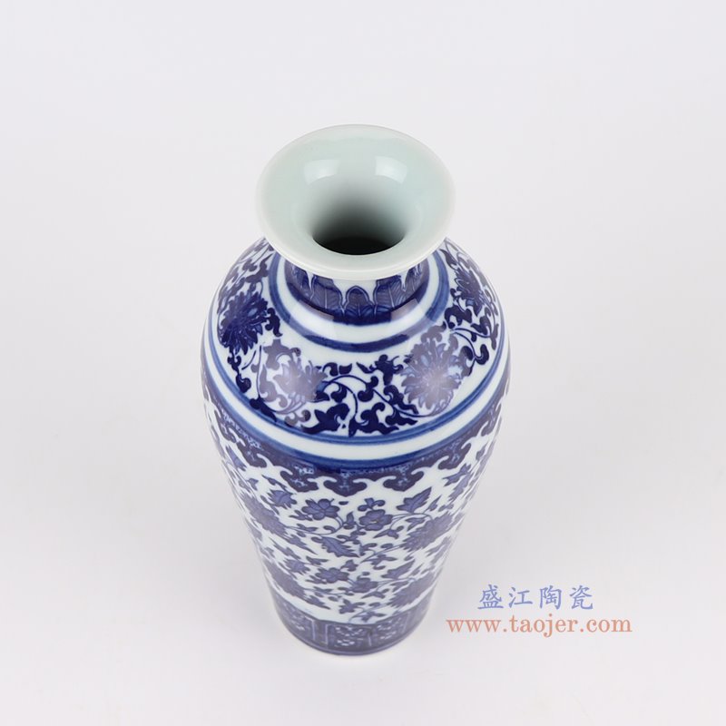 RZNV34-A青花缠枝莲小花瓶俯视图