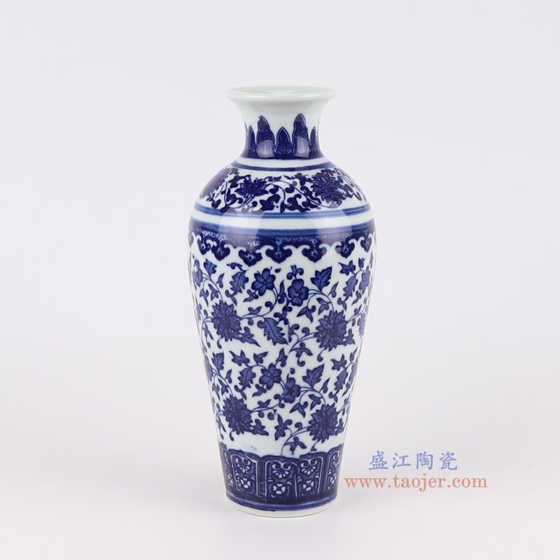 RZNV34-A青花缠枝莲小花瓶正面图