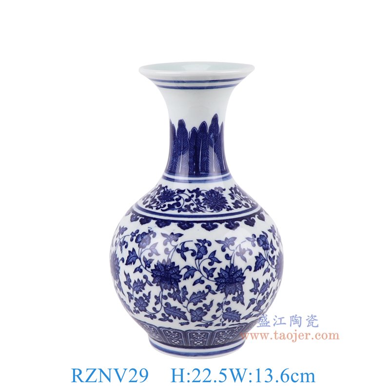RZNV29青花缠枝莲赏瓶正面图