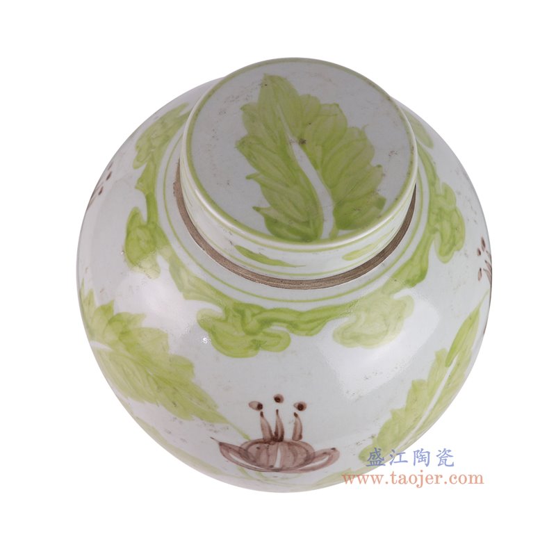 RZSX45-B仿古脚踩泥红绿斗彩花叶纹眀罐俯视图
