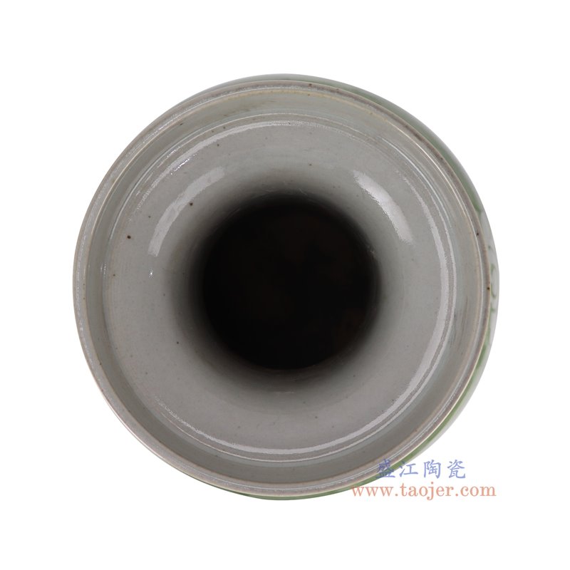 RZSX97-A仿古脚踩泥绿底白牡丹纹赏瓶顶部图