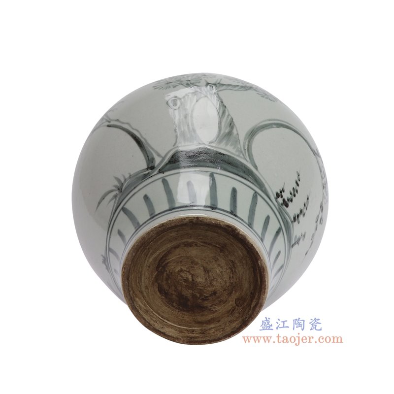 RZSX99-B仿古脚踩泥青花松竹梅大肚罐底部图
