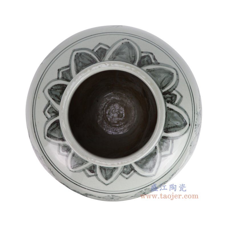RZSX99-B仿古脚踩泥青花松竹梅大肚罐顶部图